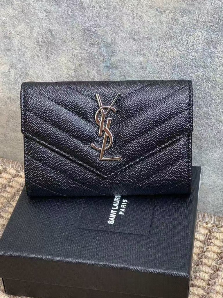 Ysl-Style Black Quilted Wallet